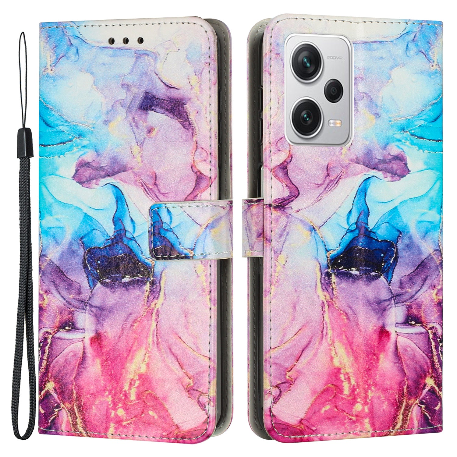 For Xiaomi Redmi Note 12 Pro 5G Stand Leather Phone Case Marble Pattern Wallet Cover with Strap For Xiaomi Redmi Note 12 Pro 5G Stand Leather Phone Case Marble Pattern Wallet Cover with Strap
